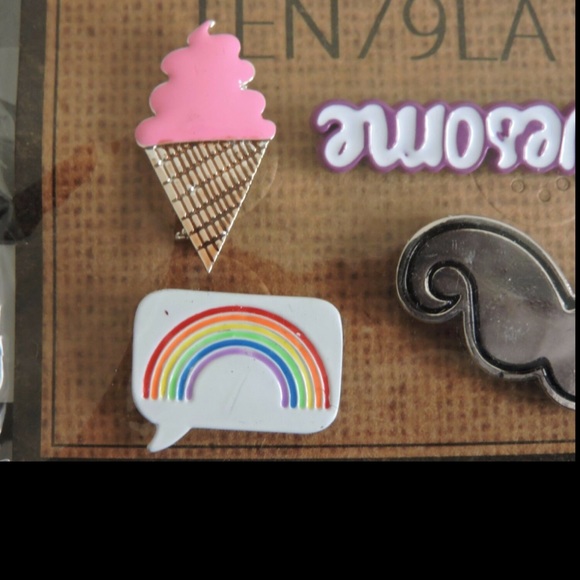 Ice Cream Cone, Rainbow, Mustache Jewelry Pins - Picture 4 of 4